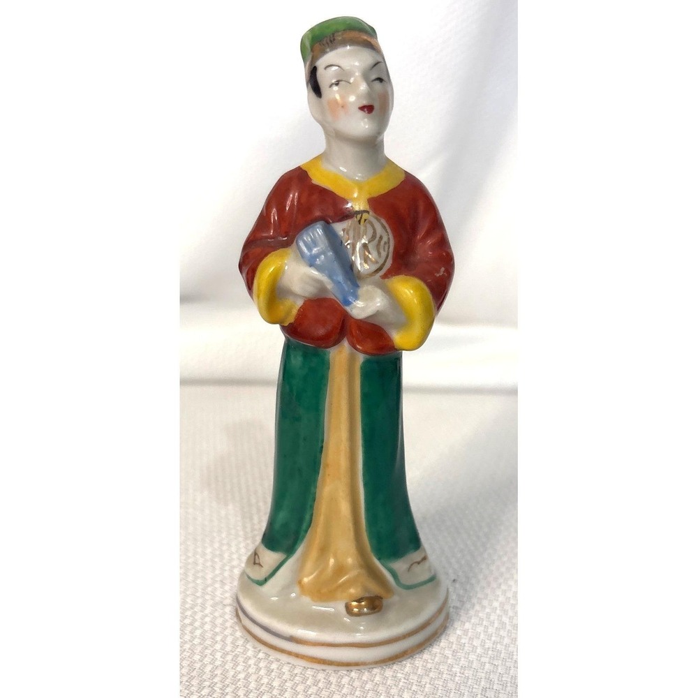 Vintage Occupied By Japan Porcelain Figurine Asian Figure Hand Painted 5.25 Inch